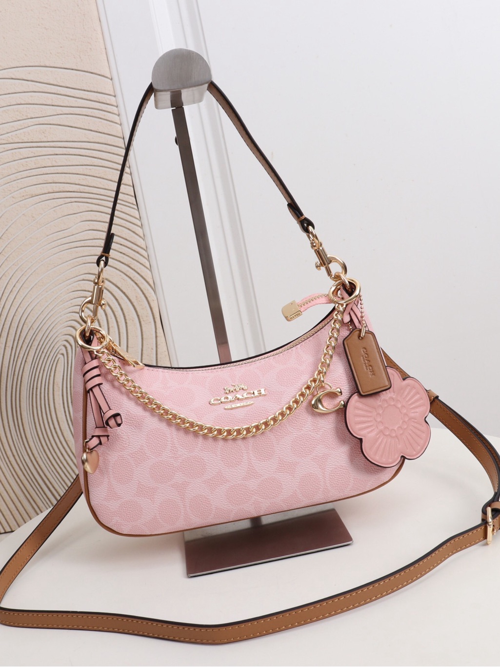 Coach Pink Signature Chain Shoulder Bag